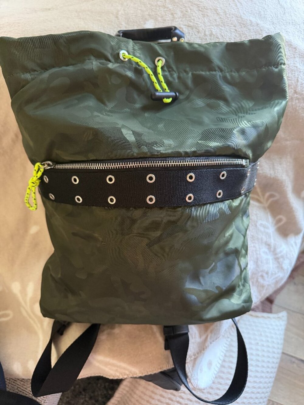 French Connection Green/Black Camo Backpack